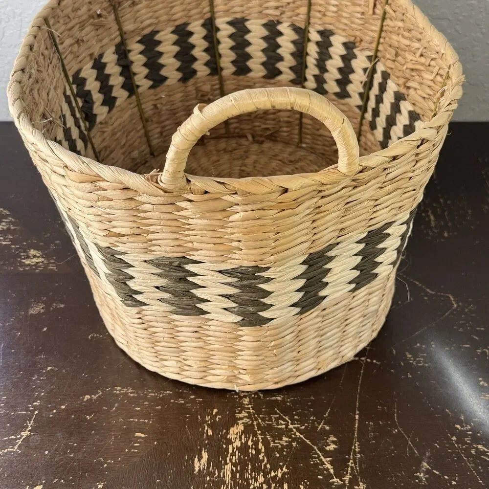 Wicker Basket With Handles 21Lx15Wx10D Laundry Blanket Storage Toy Organizer